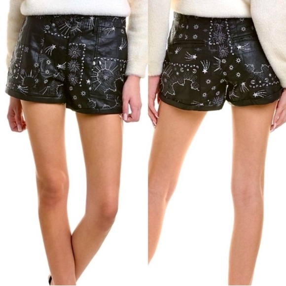 New Free People Raise The Stakes Celestial Black Embroidered Shorts - Picture 2 of 10